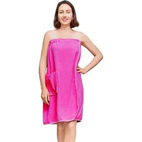 Women Bath Wrap Towel Robe after Shower Knee Length Spa Towels for Body Adjustable Snap Closure in Kuwait