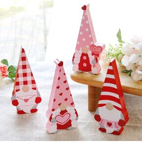 Valentines Day Decor Gnome Table Decorations Sign, 4 Pcs Galentines Day Red and Pink Wooden Tiered Tray Decor, Classic Valentines Day Decorations for The Home Table Decor Valentines Day Gifts in Saudi Arabia