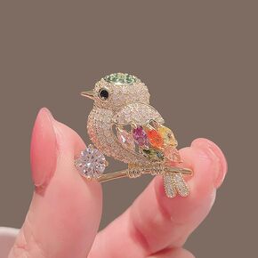 1PC Magpie Bird Rhinestone Brooch for Women – Elegant Lapel Pin for Dress, Coat, Sweater, Shiny Corsage Accessory, Golden in Saudi Arabia