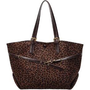 Gogobear Leopard Print Tote Bag for Women, PU Large Capacity Single-shoulder Bag, Vintange Fashion Travel Underarm Purse Gift in Saudi Arabia