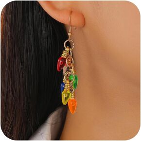 Christmas Earrings for Women Acrylic Light Up Bulb Earrings Colorful Christmas Neon Dangle Earring Funny Winter Xmas Light Ball Earring Festival Holiday Jewelry in Saudi Arabia