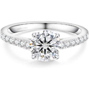 KRKC&CO Moissanite Rings for Women, Anniversary Bridal Promise Gift for Her, 925 Sterling Silver Moissanite Engagement Rings 1.0-3.0 CT, 4-Prong D Color VVS1 with White Gold Plated in Saudi Arabia