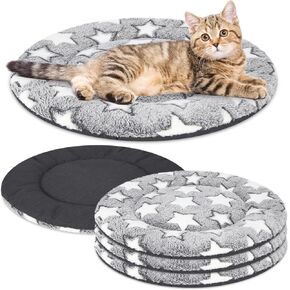 4 Pcs Dog Bed Mat Crate Pad Reversible Mat Machine Washable Bed Star Pet Sleeping Kennel Pad for Crate for Small, Medium, Large Dog(18 x 24 x 1.6 Inch,Gray) in Kuwait
