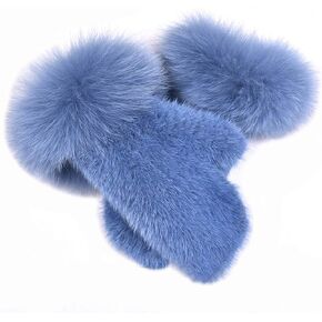 XUYUZUAU Women's Knitted Mink Hair Gloves Winter Warm with Fox Hair Mittens Fluffy Cold Weather in Saudi Arabia