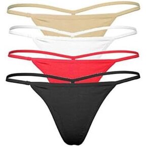 Cotton G-String Thongs for Women Breathable Thong Panties 4 Pack in Kuwait