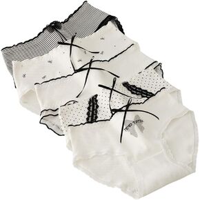 Women’s Underwear Cotton Panties Plaid Striped Bow Knot Polka Dot Lolita Lace Ruffled Cute Kawaii Japanese Underwear 5 Pack in Saudi Arabia