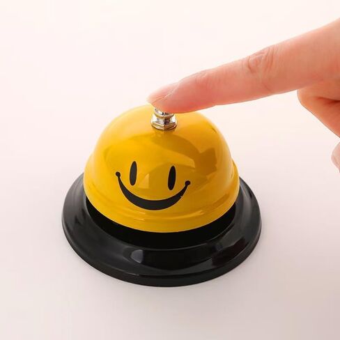 Dinner Bell & Call Bell with Animated Smiley Face - Crisp Sound, Push Button Operation for Household, Kitchen, Office - Fun Notification Bell for Meals and Festive Decor (Upgraded Yellow) in Saudi Arabia