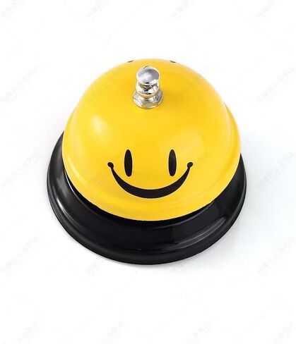 Dinner Bell & Call Bell with Animated Smiley Face - Crisp Sound, Push Button Operation for Household, Kitchen, Office - Fun Notification Bell for Meals and Festive Decor (Upgraded Yellow) in Saudi Arabia