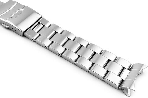 20mm 22mm Solid Metal Watch Band Curved Ends Tapered Stainless Steel Watch Strap Replacement Bracelet for Men Women Deployment Double FlipLock Buckle Silver in Saudi Arabia