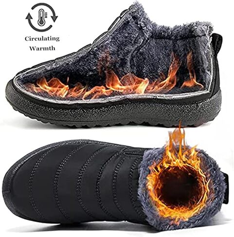 UOQAPRE Warm Snow Boots for Women and Men,Waterproof Outdoor Fur Lining Winter Shoes Lightweight Non-slip Ankle Bootie for Couple in Saudi Arabia