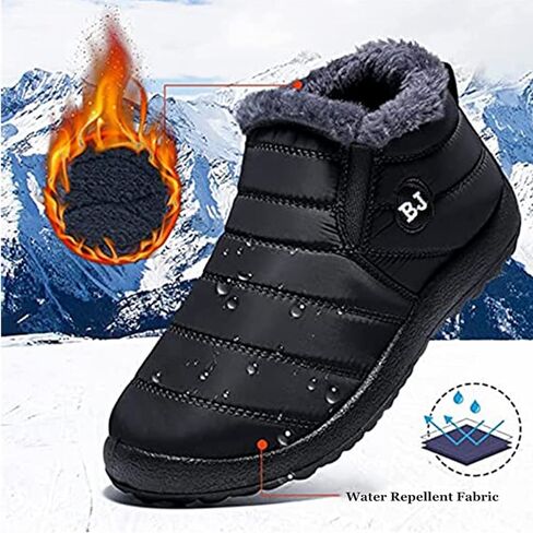 UOQAPRE Warm Snow Boots for Women and Men,Waterproof Outdoor Fur Lining Winter Shoes Lightweight Non-slip Ankle Bootie for Couple in Saudi Arabia