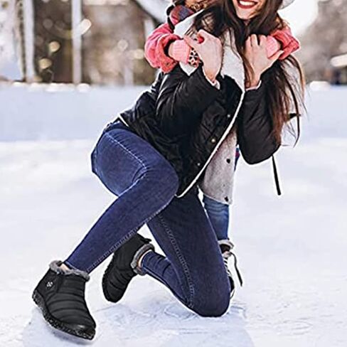 UOQAPRE Warm Snow Boots for Women and Men,Waterproof Outdoor Fur Lining Winter Shoes Lightweight Non-slip Ankle Bootie for Couple in Saudi Arabia