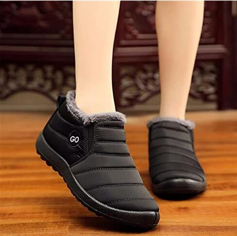 UOQAPRE Warm Snow Boots for Women and Men,Waterproof Outdoor Fur Lining Winter Shoes Lightweight Non-slip Ankle Bootie for Couple in Saudi Arabia