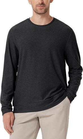 ODODOS Men's Long Sleeve Performance Crew T-Shirt - Ultra Soft odSTRATUM Tech Tee UPF 50+ Pullover Top with Side Zip Pocket in Saudi Arabia