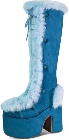 IMPREMEY Knee High Boots For Women， With Side Zipper Punk Gothic Thick-Soled Platform Boots… in Saudi Arabia