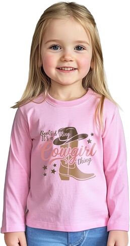 Cowgirl Shirt for Girls Western T-Shirts Kids Cowboy Letter Short Horse Clothes Cute Tops Tee 2T-8Y in Saudi Arabia