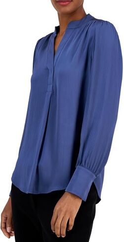 Anne Klein Girls Long Sleeve V Neck Pleat Front Blouse in Saudi Arabia