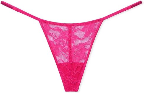 Victoria's Secret T-Back Shine Strap Rhinestone Lace V-String Panty Color Hot Pink New in Saudi Arabia