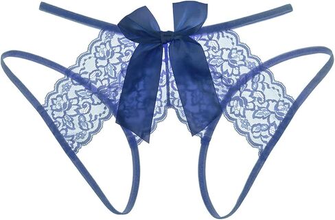 Women's Sexy Lace Thong, Bow Detail, Breathable Hipster Panties, Sheer Mesh for Intimate Occasions in Saudi Arabia