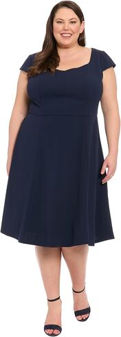 Women's Sweetheart Neckline Empire Waist Fit and Flare-Special Occasion Scuba Crepe Midi Cocktail Dress in Kuwait