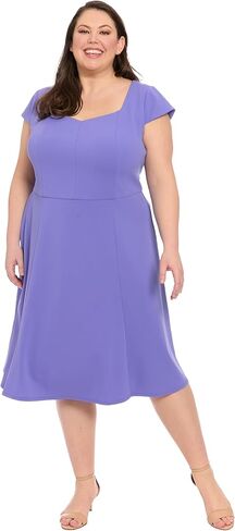 Women's Sweetheart Neckline Empire Waist Fit and Flare-Special Occasion Scuba Crepe Midi Cocktail Dress in Kuwait