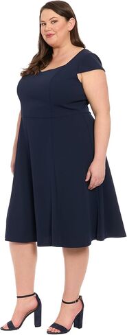 Women's Sweetheart Neckline Empire Waist Fit and Flare-Special Occasion Scuba Crepe Midi Cocktail Dress in Kuwait