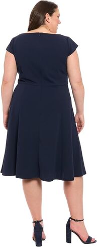 Women's Sweetheart Neckline Empire Waist Fit and Flare-Special Occasion Scuba Crepe Midi Cocktail Dress in Kuwait