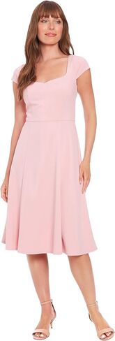 Women's Sweetheart Neckline Empire Waist Fit and Flare-Special Occasion Scuba Crepe Midi Cocktail Dress in Kuwait