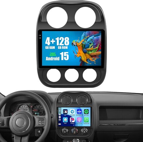 Roinvou 8 Cores 6+128G Android Radio Upgrade for Jeep Compass Patriot 2010-2016, 10.1'' HD Touchscreen with Wireless CarPlay Android Auto GPS Navigation WiFi Backup Camera Mirror Link BT Mic FM RDS in Saudi Arabia