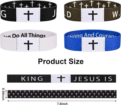 4PCS Daily Bible Verse Bracelet, Christian WWJD Jesus is King Bracelet for Women Men, Jesus Wristband in Saudi Arabia