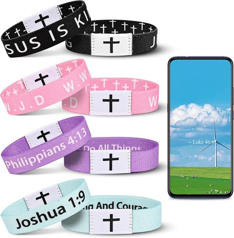 4PCS Daily Bible Verse Bracelet, Christian WWJD Jesus is King Bracelet for Women Men, Jesus Wristband in Saudi Arabia