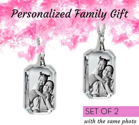 DEEP 3D Crystal Photo, Mothers Day Custom Necklace Heart, Personalized Gifts for Mom, 3D Picture in Crystal, 3D Laser Etched, Gifts for Women in Saudi Arabia