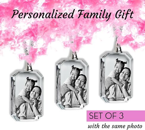 DEEP 3D Crystal Photo, Mothers Day Custom Necklace Heart, Personalized Gifts for Mom, 3D Picture in Crystal, 3D Laser Etched, Gifts for Women in Saudi Arabia