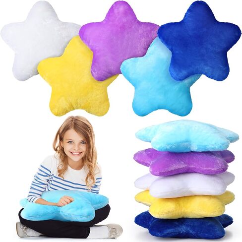 Soaoo 5 Pcs Star Fluffy Pillow Shaped Star Throw Pillow Kids Aesthetic Decor Soft Preppy Cute Cushion for Sofa Living Room Bedroom Back to School 15.75 Inches(Mix Color) in Saudi Arabia