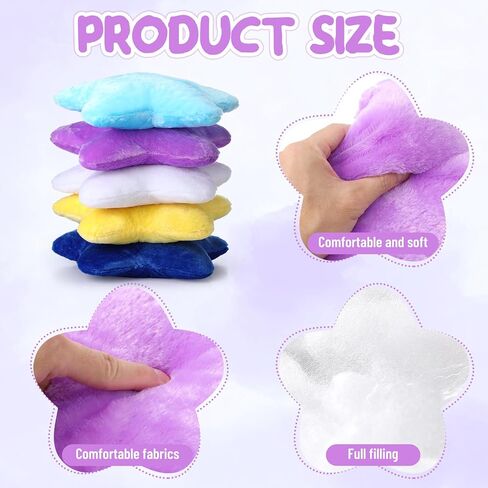 Soaoo 5 Pcs Star Fluffy Pillow Shaped Star Throw Pillow Kids Aesthetic Decor Soft Preppy Cute Cushion for Sofa Living Room Bedroom Back to School 15.75 Inches(Mix Color) in Saudi Arabia