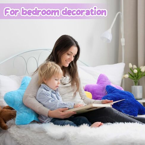 Soaoo 5 Pcs Star Fluffy Pillow Shaped Star Throw Pillow Kids Aesthetic Decor Soft Preppy Cute Cushion for Sofa Living Room Bedroom Back to School 15.75 Inches(Mix Color) in Saudi Arabia