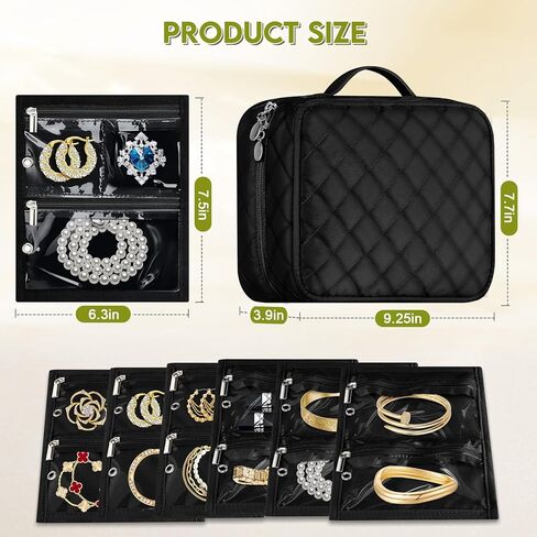 Travel Jewelry Organizer Case, Jewelry Bags Jewelry Storage Book Binder with Clear Zipper Velvet Pouch for Traveling, Earrings, Rings, Necklace, Bracelet in Saudi Arabia