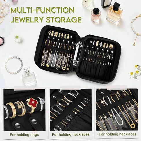 Travel Jewelry Organizer Case, Jewelry Bags Jewelry Storage Book Binder with Clear Zipper Velvet Pouch for Traveling, Earrings, Rings, Necklace, Bracelet in Saudi Arabia