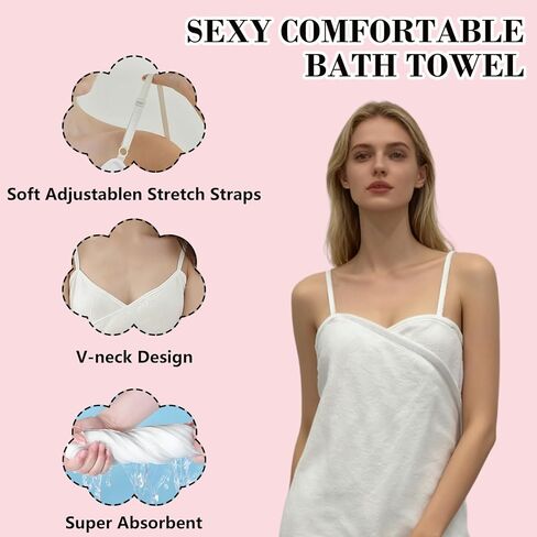 Women's Towel Wrap Robe with Adjustable Straps, Ultra Absorbent & Quick-Dry Bathrobe for Home and After Shower, M–L in Saudi Arabia