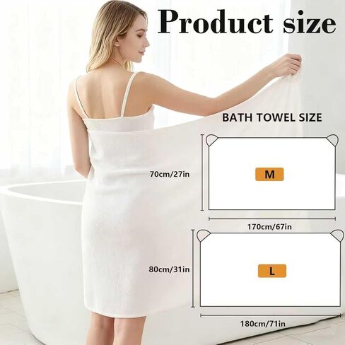Women's Towel Wrap Robe with Adjustable Straps, Ultra Absorbent & Quick-Dry Bathrobe for Home and After Shower, M–L in Saudi Arabia