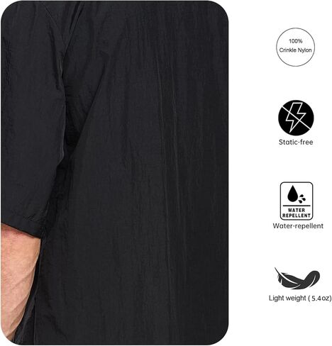 PERFEHAIR ثوب الحلاق خفيف الوزن | سترة من النايلون المجعد طارد للشعر والماء مع جيبين لمصففي الشعر والحلاقين ومصففي الشعر | سحاب احترافي بأكمام قصيرة، أسود، XL in Kuwait