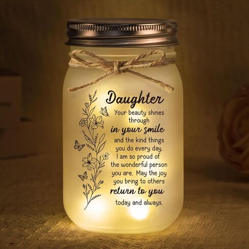 GiltGlimmer Daughter Gifts from Mom, Mason Decorative Jar Night Light for Daughter, Mother Daughters Gift Ideas, Birthday Graduation Gifts for Daughters Mother's Day in Saudi Arabia