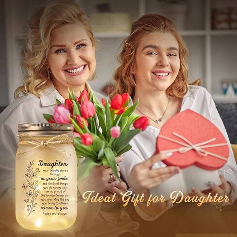 GiltGlimmer Daughter Gifts from Mom, Mason Decorative Jar Night Light for Daughter, Mother Daughters Gift Ideas, Birthday Graduation Gifts for Daughters Mother's Day in Saudi Arabia