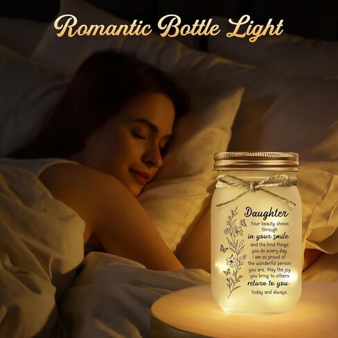 GiltGlimmer Daughter Gifts from Mom, Mason Decorative Jar Night Light for Daughter, Mother Daughters Gift Ideas, Birthday Graduation Gifts for Daughters Mother's Day in Saudi Arabia