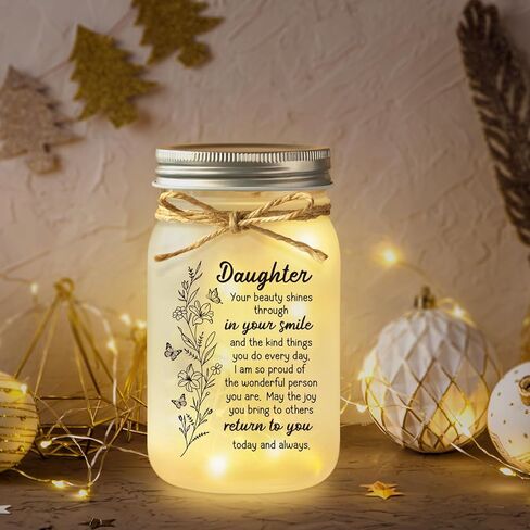 GiltGlimmer Daughter Gifts from Mom, Mason Decorative Jar Night Light for Daughter, Mother Daughters Gift Ideas, Birthday Graduation Gifts for Daughters Mother's Day in Saudi Arabia