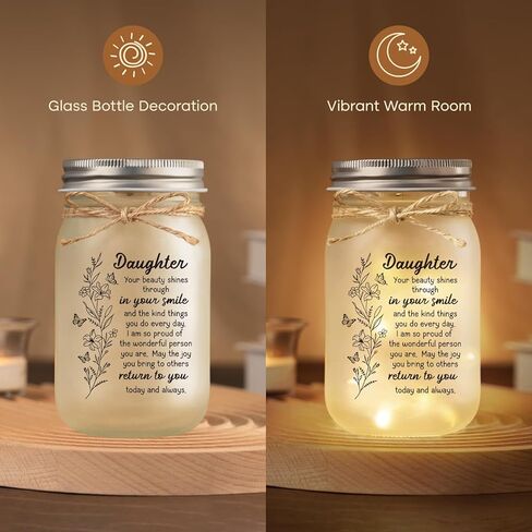 GiltGlimmer Daughter Gifts from Mom, Mason Decorative Jar Night Light for Daughter, Mother Daughters Gift Ideas, Birthday Graduation Gifts for Daughters Mother's Day in Saudi Arabia