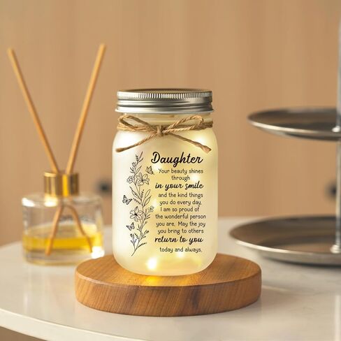 GiltGlimmer Daughter Gifts from Mom, Mason Decorative Jar Night Light for Daughter, Mother Daughters Gift Ideas, Birthday Graduation Gifts for Daughters Mother's Day in Saudi Arabia