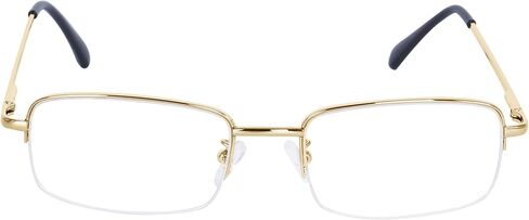 نظارات قراءة نصف إطار للرجال والنساء بإطار معدني مستطيل بمفصلات زنبركية + حزام للنظارة in Kuwait