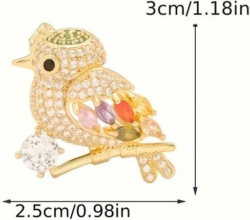 1PC Magpie Bird Rhinestone Brooch for Women – Elegant Lapel Pin for Dress, Coat, Sweater, Shiny Corsage Accessory, Golden in Saudi Arabia