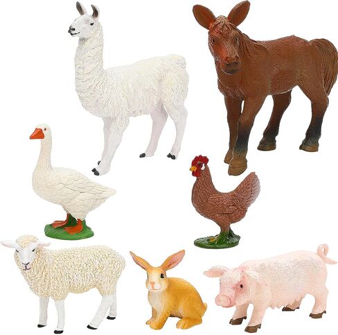 ONEST 30 قطعة من تماثيل حيوانات المزرعة الصغيرة، مجموعة ألعاب مرسومة يدويًا لحيوانات المزرعة الصغيرة، أشكال جرو بلاستيكية مفصلة واقعية للأطفال والكبار in Kuwait
